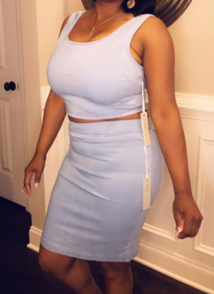 Angel's Sleevless denim top and skirt set